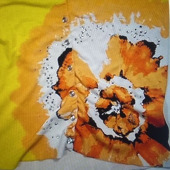 Nue Options Sunshine Yellow Floral Women’s Sweater Size L - Picture 8 of 9